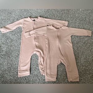 The littlest organic cotton ribbed zipper rompers